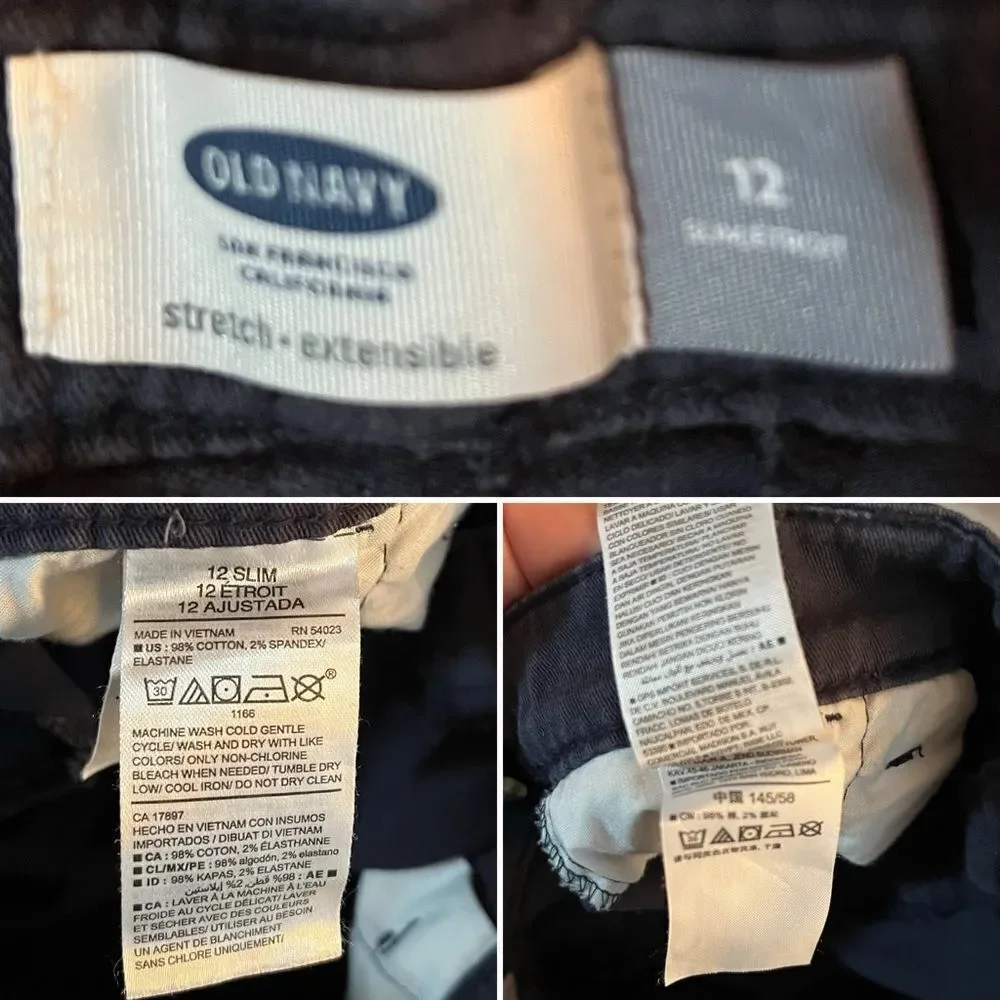 Old Navy Casual Navy Blue Pants Slim Uniform Pants Girls 12